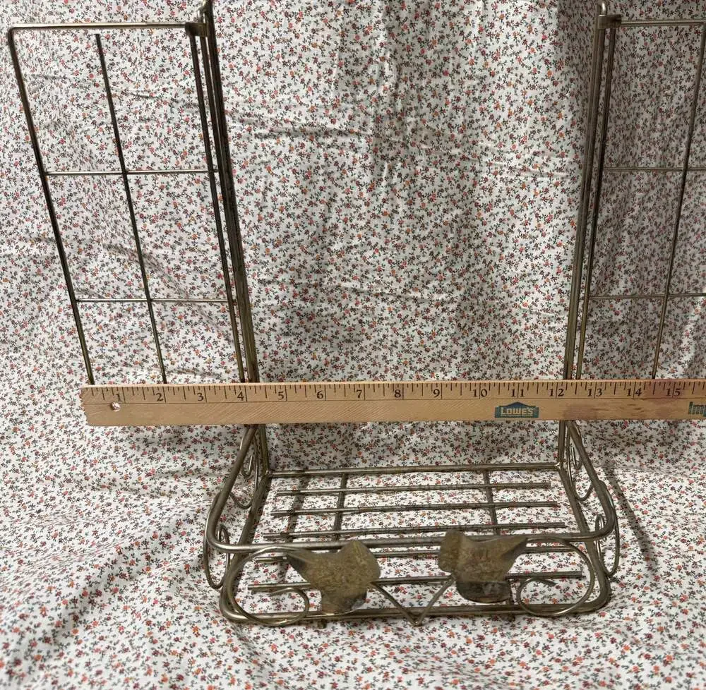 Vintage brass tone Wall Hanging Shelf with Swinging Doors and Ivy Leaf Detail